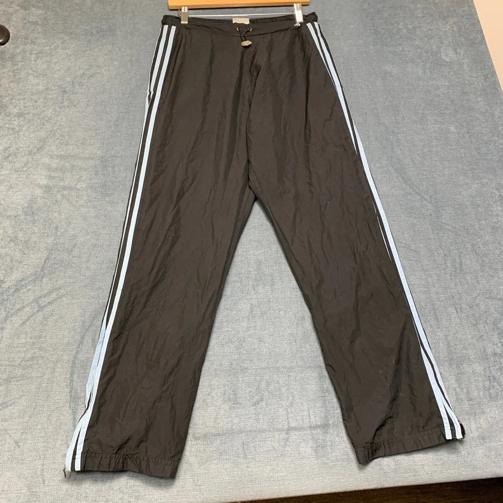 Adidas Track Pants Mens Large Black Logo Elastic Waist Performance Activewear
